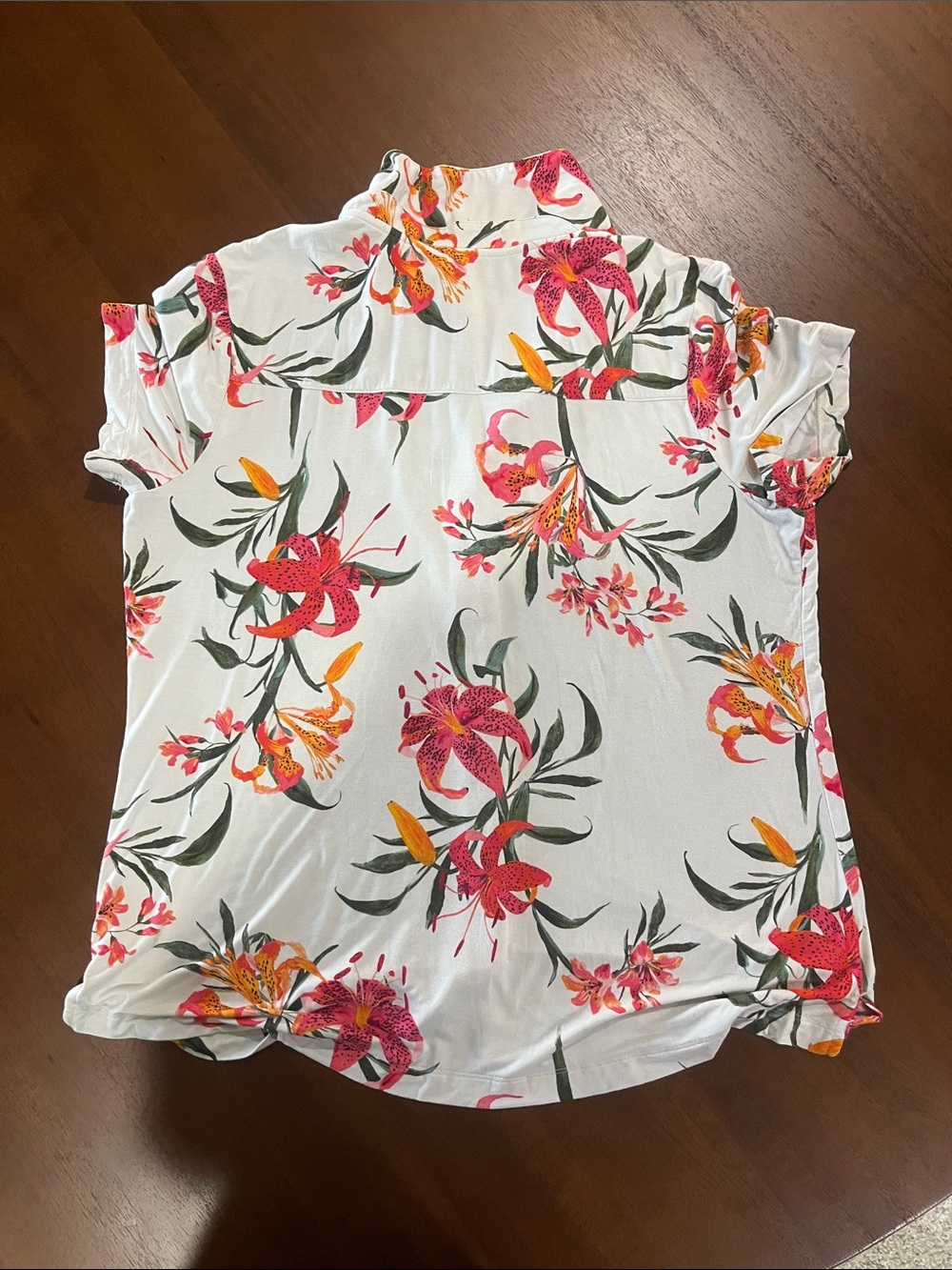 *MATCHING SET* Soma White Button-Front Floral Short Sleeve Pajama Set - Picture 7 of 7
